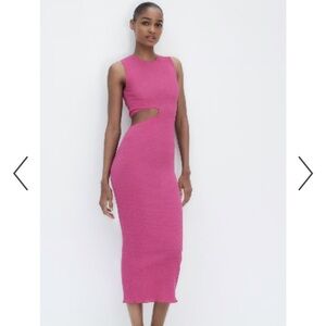 NWT Zara Fuchsia Cut-out Dress
